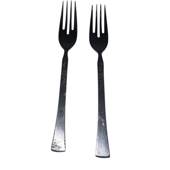 Vintage Ekco Eterna Cantina Set of 2 Salad Forks Stainless Flatware Korea MCM - Picture 1 of 7